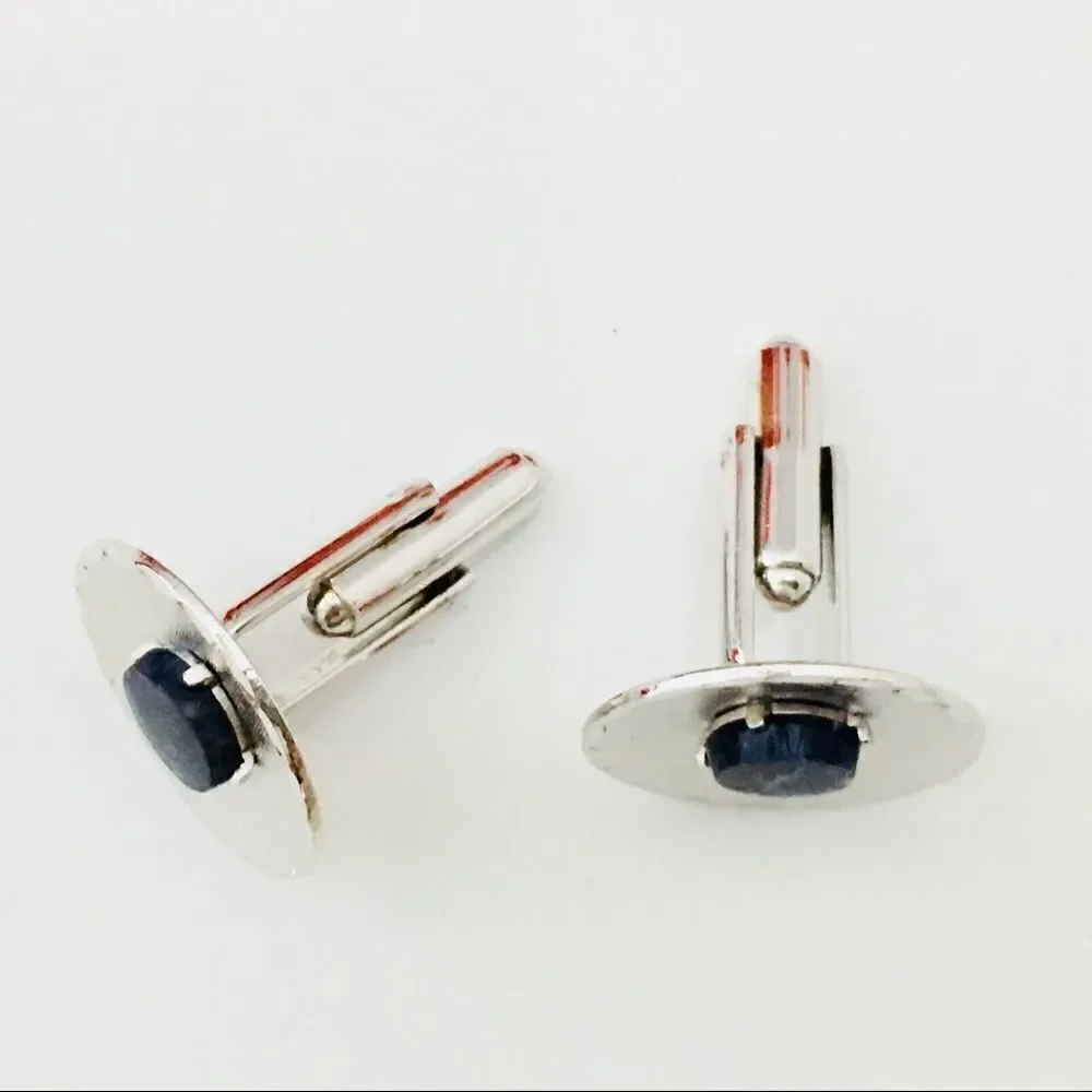 Vintage Dante Silver Cufflinks Sodalite Gemstone 1057